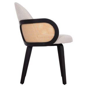 Dining chair Becker Hm18246.02 plywood in black-ecru fabric 54x62x79cm.