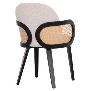 Dining chair Becker Hm18246.02 plywood in black-ecru fabric 54x62x79cm.