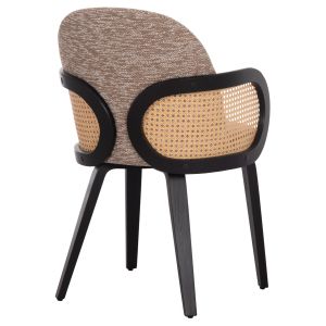 Dining chair Becker Hm18246.03 plywood in black - fabric in brown 54x62x79cm.