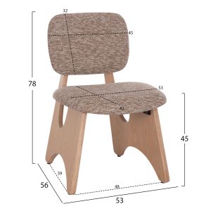 Dining chair Bellisi Hm18248.01 brown fabric-plywood in oak color 53x56x78cm.