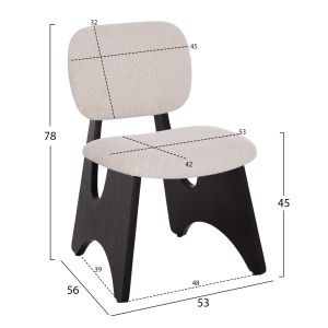 Dining chair Bellisi Hm18248.02 fabric in creamy white - plywood in black 53x56x78cm.