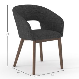Dining chair Empire Sm18103.01, dark gray fabric, walnut and ash legs, 55x56x78h