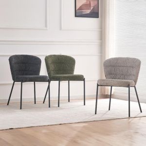 Dining chair Fl77 with metal legs and gray fabric 59x55x79cm