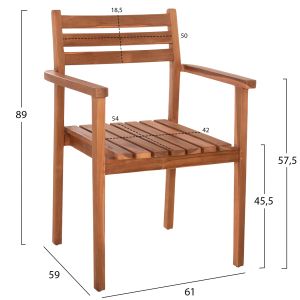 Dining chair Hender Hm6329 teak wood in natural color 61x59x89cm.