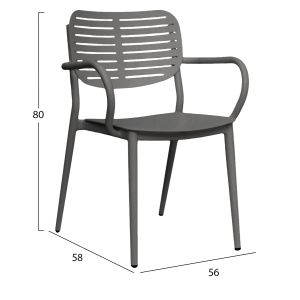 Dining chair Hilliard Hm6644.01 aluminum in gray color 56x58x80cm.