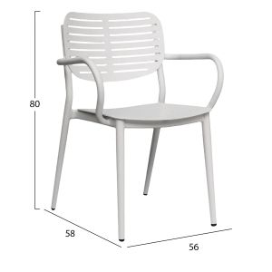 Dining chair Hilliard Hm6644.02 aluminum in white color 56x58x80cm.