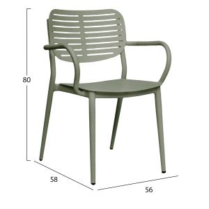 Dining chair Hilliard Hm6644.07 aluminum in olive green color 56x58x80cm.