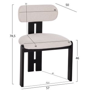 Dining chair Karvo Kall Winsor Hm18252.02 cream white fabric - black wood 57x50x78.5cm.