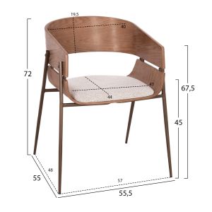Dining chair Krill Hm18254.01 plywood in white - metal legs in copper color 55.5x55x72cm.