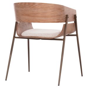 Dining chair Krill Hm18254.01 plywood in white - metal legs in copper color 55.5x55x72cm.