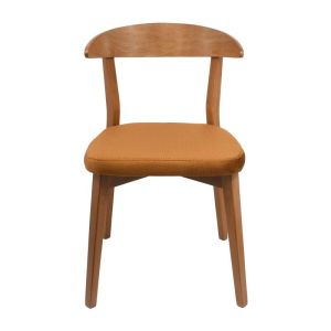 Dining chair T-9 Lux, fabric, mustard color, with legs in golden sand color, 49x54x78cm