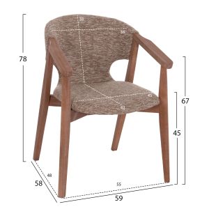 Трапезарен фотьойл Yeger Hm9995.03 бук в кафяво-варосен плат 59x58x78всм.