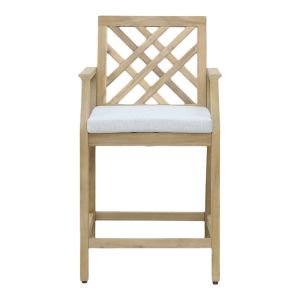 Dining room Bravo-amalfi set of 7 solid acacia wood and beige fabric 130x70x90cm