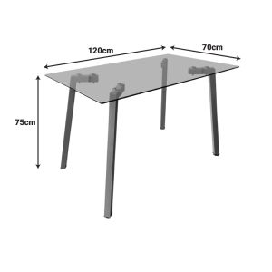 Трапезария с антрацитни столове Jonah и стъклена маса Titta 120x70x75см, комплект от 5 части