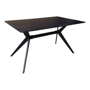 Трапезария с бели столове Renish и черна маса Ezali 140x80x75см комплект от 5 части