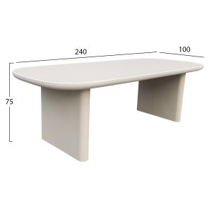 Dining table Azami Hm6600.02 beige fiber cement 240x100x75hcm