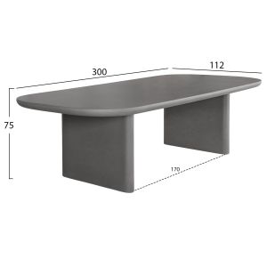 Dining table Azami Hm6601.01 gray fiber cement 300x112x75cm
