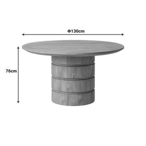 Dining table Charmy Bold Center solid mango wood in natural shade, 130x76 cm