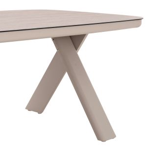 Dining table Cranfield Sm6499.02 aluminum beige color - glass 242x110x74cm.