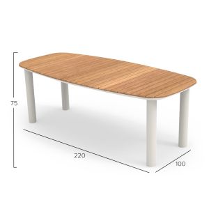 Dining table Eutopia Sm6203.02 creamy white aluminum-teak wood 220x100x75cm.