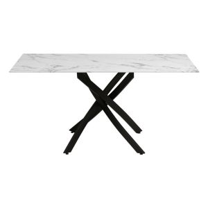 Dining table Fl102 marble with black metal legs 160x90x75cm
