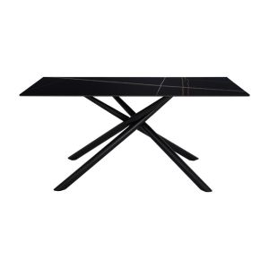Dining table Fl1603 ceramic surface with metal legs black color 160x80x76cm