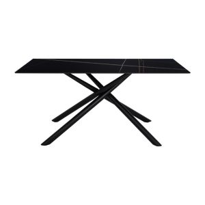 Dining table Fl1603 ceramic surface with metal legs black color 180x90x76cm