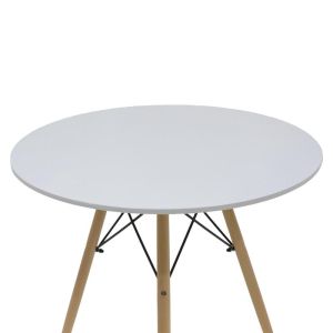 Трапезарна маса Julita комплект от 5 части, Mdf и бук в бяло-естествен нюанс D80x73см