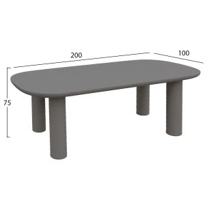 Dining table Kiora Hm6597.01 gray fiber cement 200x100x75cm