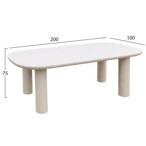 Dining table Kiora Hm6597.02 beige fiber cement 200x100x75cm.