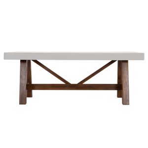Dining table Maeve Hm6575.02 beige fiber cement surface - acacia wood legs 200x100x75cm