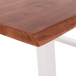 Dining table Montana Hm8336.12 tropical acacia solid wood - 4 cm surface thickness - white legs 160x90x77 in cm.