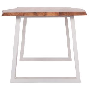 Dining table Montana Hm8336.12 tropical acacia solid wood - 4 cm surface thickness - white legs 160x90x77 in cm.