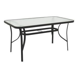 Dining table Obbi-ensure 5 parts metal-glass in black color 140x80x70cm
