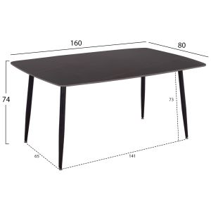 Трапезарна маса Raven Hm18150.02 керамичен плот в черен мраморен вид 160x80x74всм.