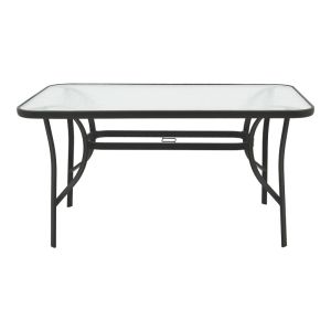 Dining table Tade-ensure 5 parts metal-glass in black color 140x80x70cm