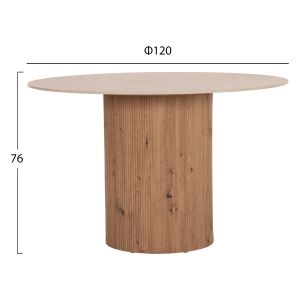 Dining table Twil Hm18324 ceramic top with a travertine and stone look - MDF base Φ120x76cm.