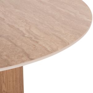 Dining table Twil Hm18324 ceramic top with a travertine and stone look - MDF base Φ120x76cm.