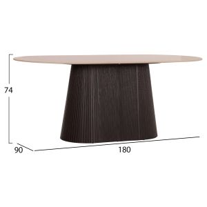 Oval dining table Cater Hm18320 ceramic top with a travertine and stone look - MDF base 180x90x74cm.