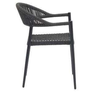 Garden dining set Freiburg-kliton A of 7 aluminum and rope in anthracite color 150x80x74cm