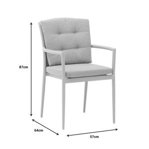 Nares-moritz garden dining set of 5 white aluminum and plywood in natural color 140x80x72.5cm