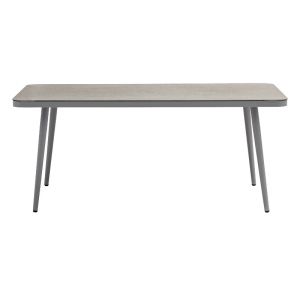 Garden dining set with table and 4 chairs Ecco-moritz aluminum and beige fabric textile 160x90x75cm