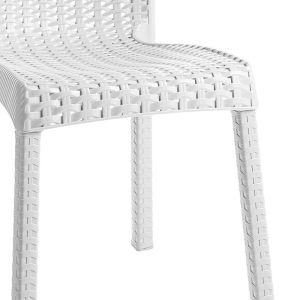 Confident white garden dining chair made of high-quality polypropylene