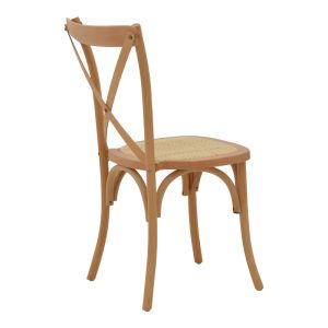 Dylon walnut garden dining chair, natural rattan seat 48x52x89cm