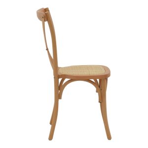 Dylon walnut garden dining chair, natural rattan seat 48x52x89cm