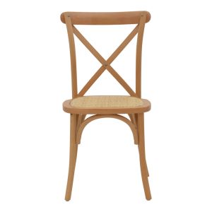 Dylon walnut garden dining chair, natural rattan seat 48x52x89cm