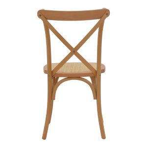 Dylon walnut garden dining chair, natural rattan seat 48x52x89cm