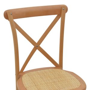 Dylon walnut garden dining chair, natural rattan seat 48x52x89cm