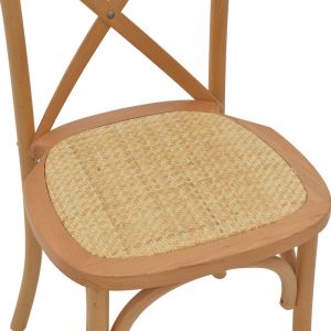 Dylon walnut garden dining chair, natural rattan seat 48x52x89cm