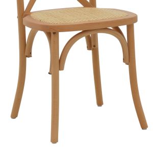 Dylon walnut garden dining chair, natural rattan seat 48x52x89cm